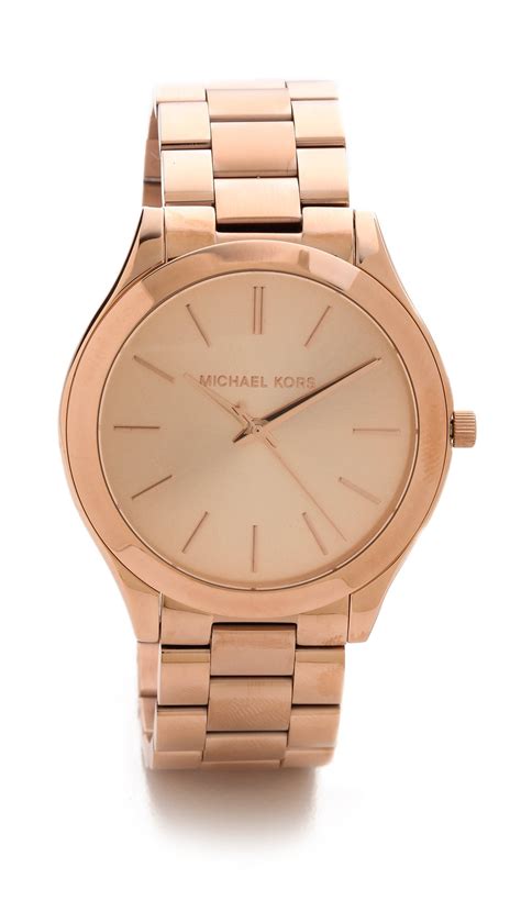 michael kors slim runway rose gold watch|michael kors oversized runway watch.